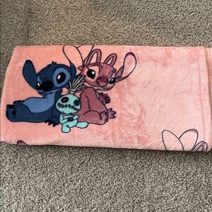 Disney Pink and Blue Stitch Angel Plush Blanket